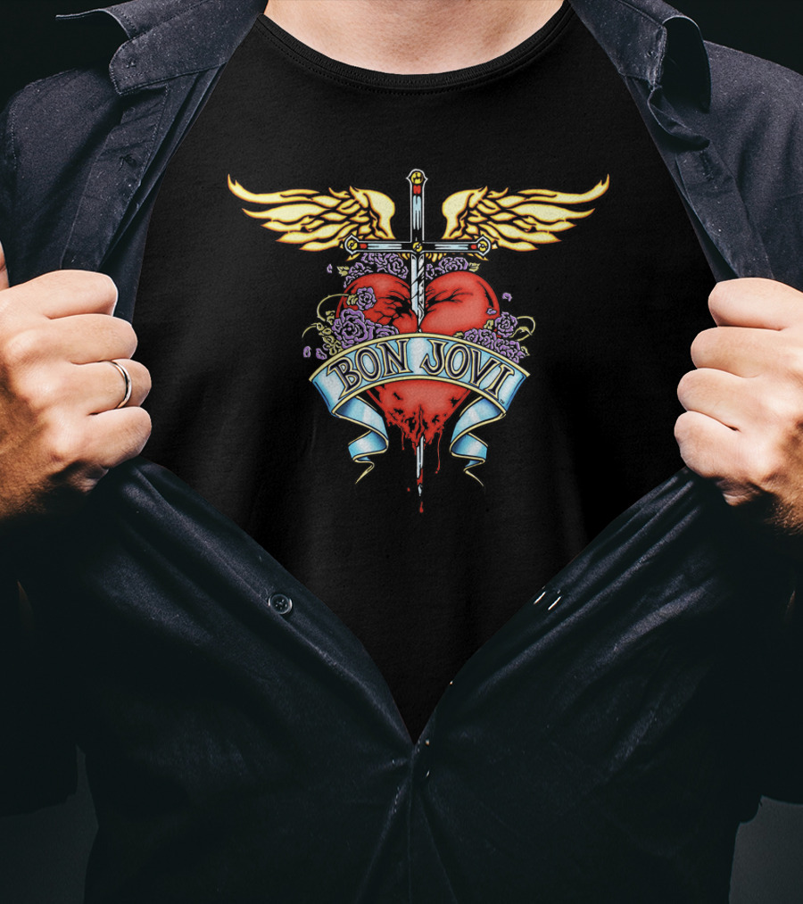 Bon Jovi Heart And Dagger Winged T-Shirt