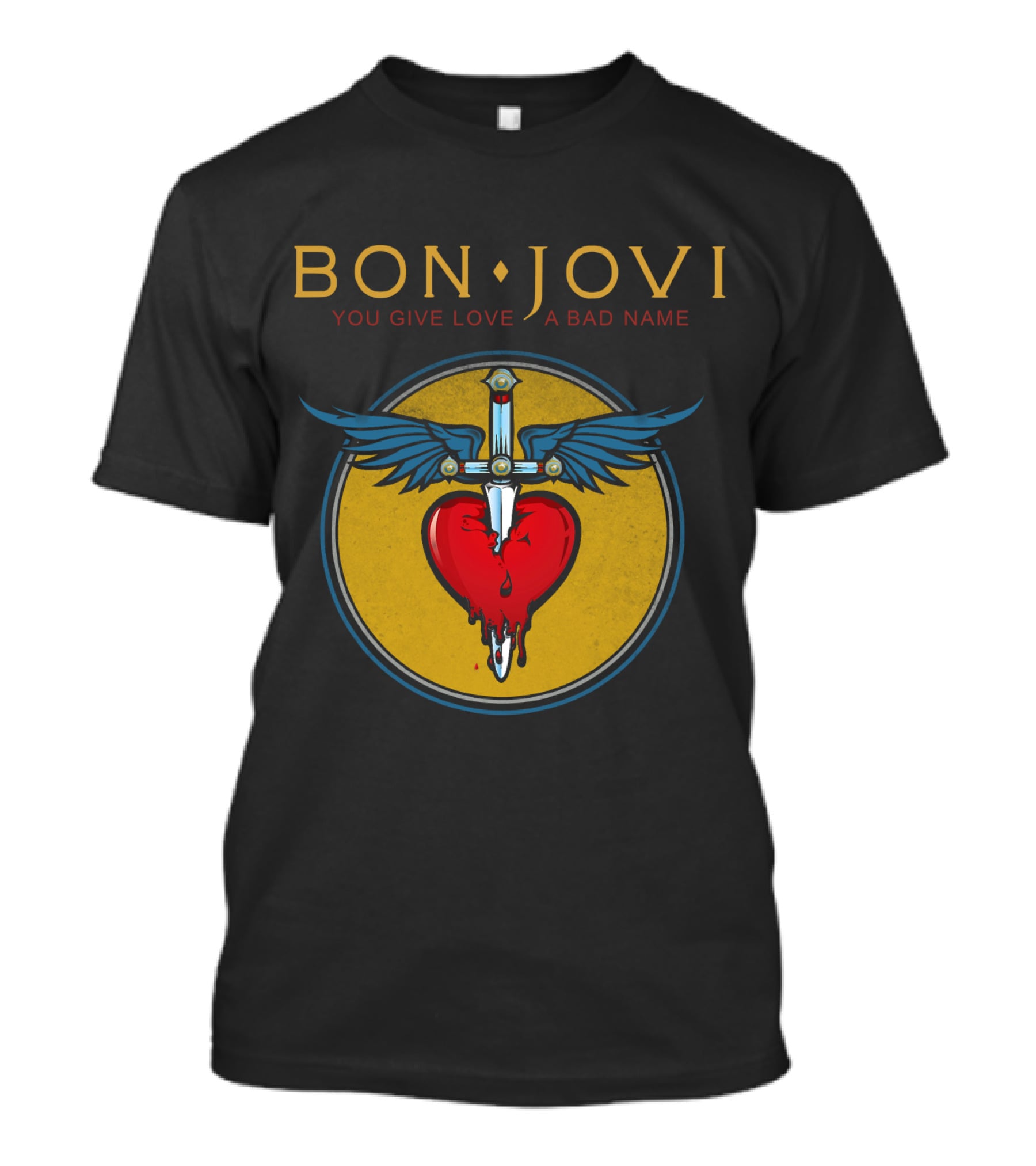 Bon Jovi You Give Love A Bad Name Winged Heart And Sword T-Shirt