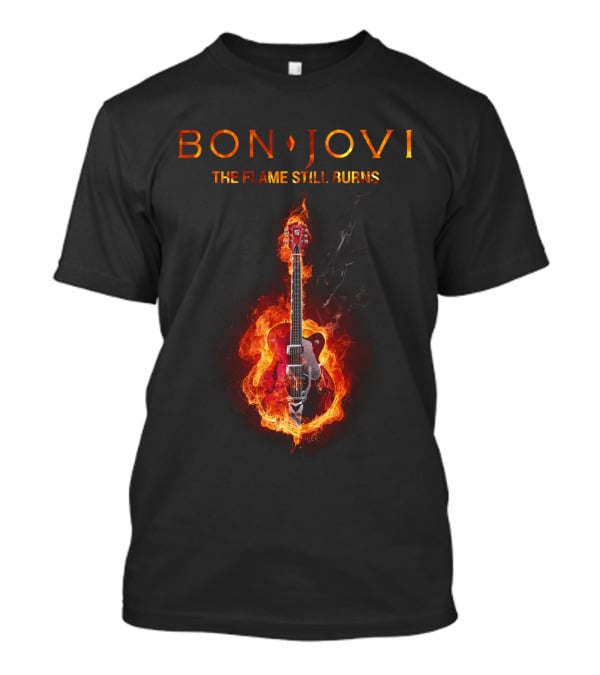 BON JOVI THE FLAME STILL BURNS Guitar On Fire T-Shirt
