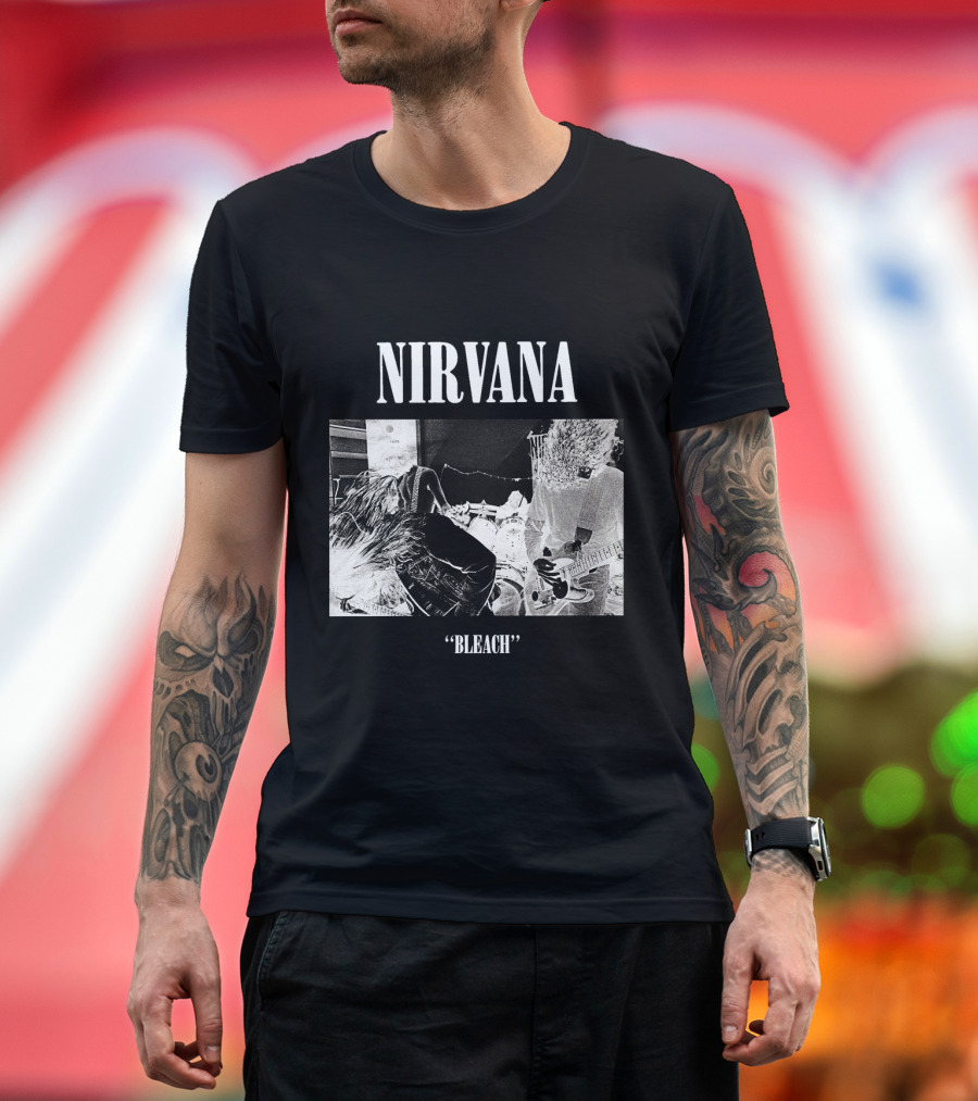 Nirvana Bleach Album Cover Black And White Negative T-Shirt