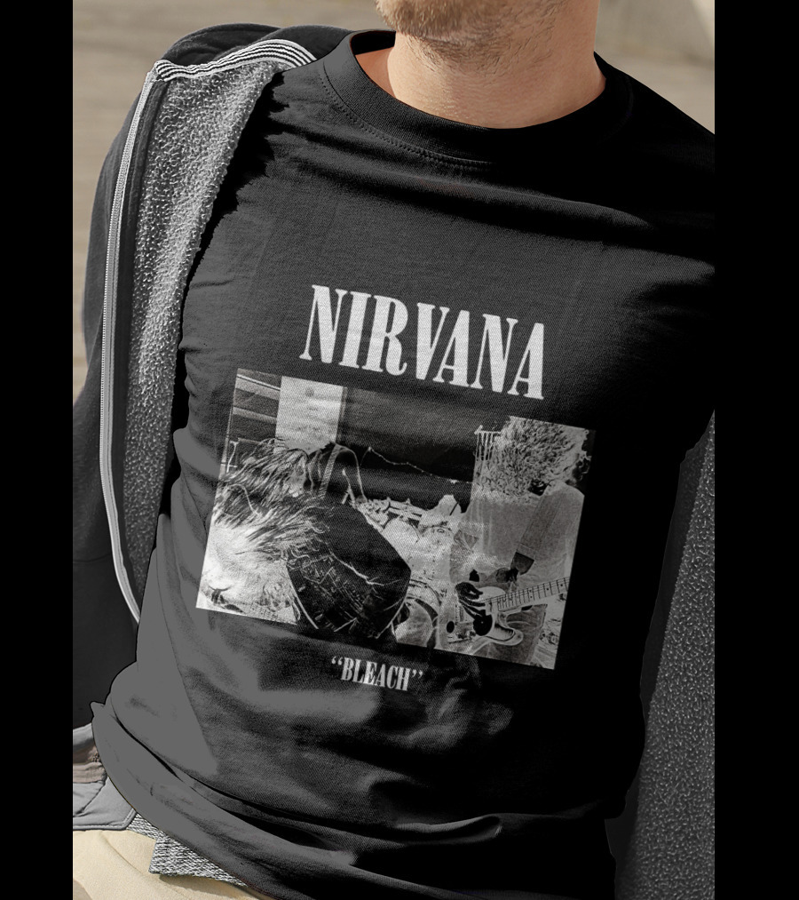Nirvana Bleach Album Cover Black And White Negative T-Shirt