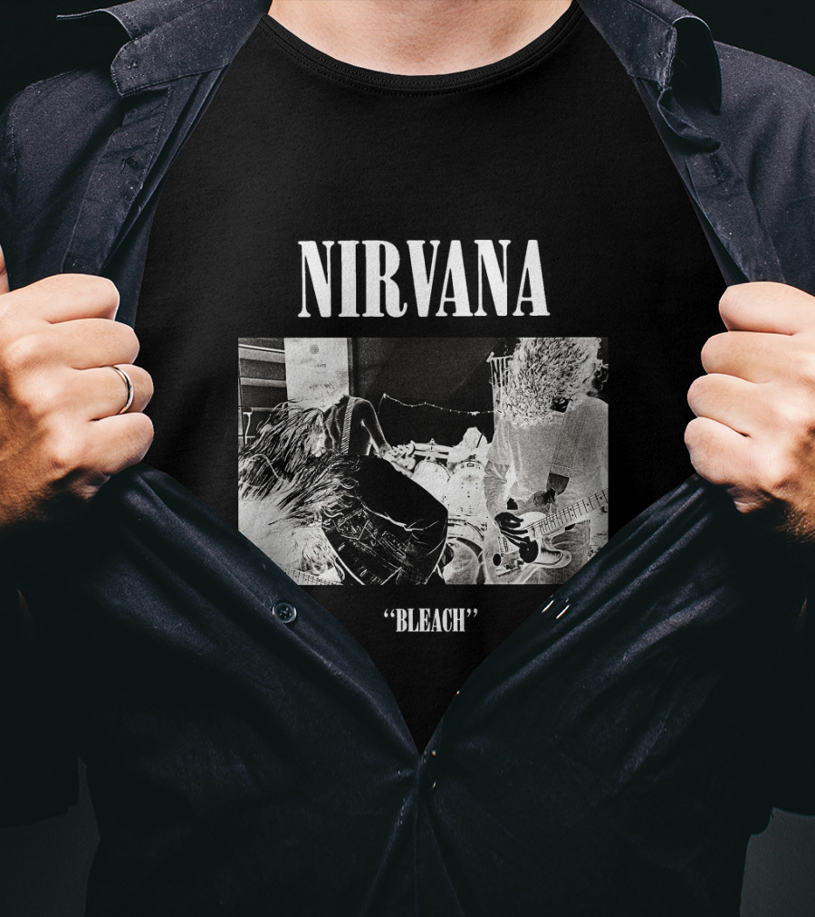 Nirvana Bleach Album Cover Black And White Negative T-Shirt