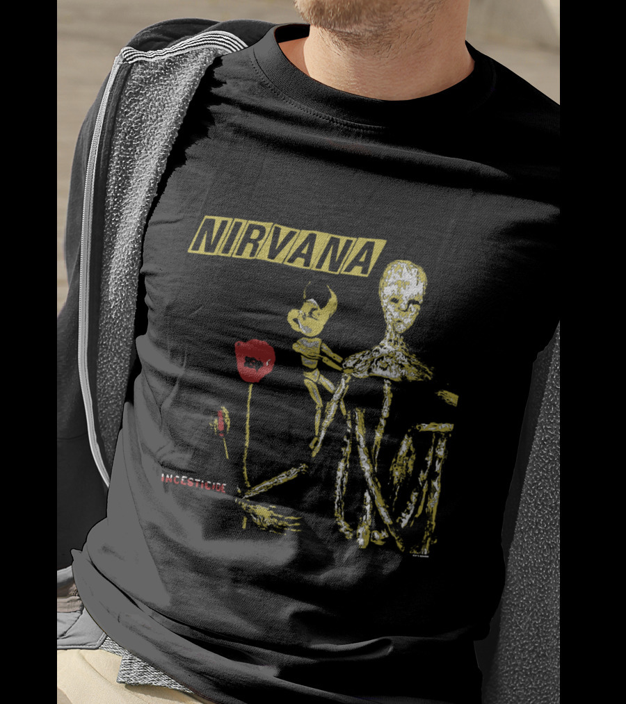 Nirvana Incesticide Skeleton And Flower T-Shirt