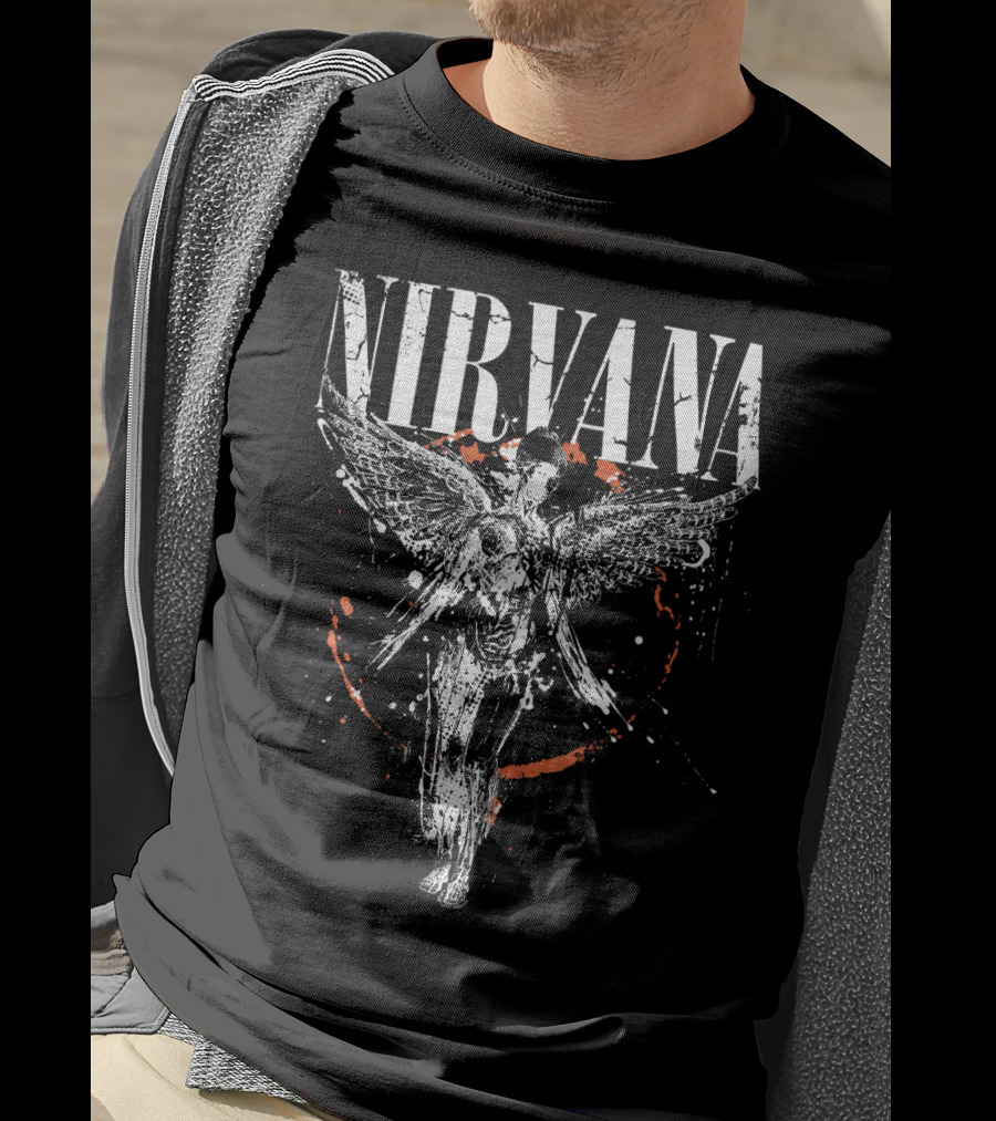 Nirvana In Utero Angel Wings Grunge Band Art T-Shirt