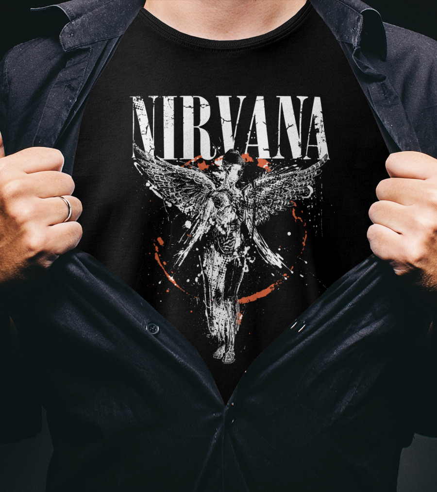 Nirvana In Utero Angel Wings Grunge Band Art T-Shirt