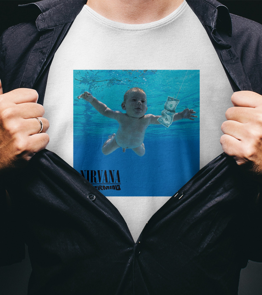 Nirvana Nevermind Album Cover Baby In Pool With Dollar Bill T-Shirt