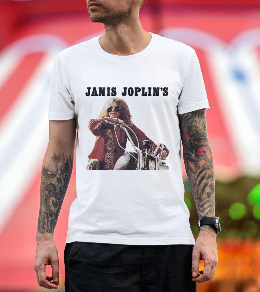 Janis Joplin's Iconic Motorcycle Pose T-Shirt