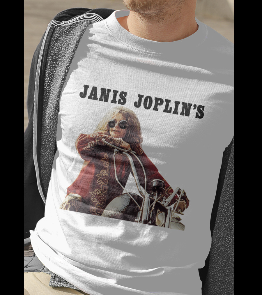 Janis Joplin's Iconic Motorcycle Pose T-Shirt