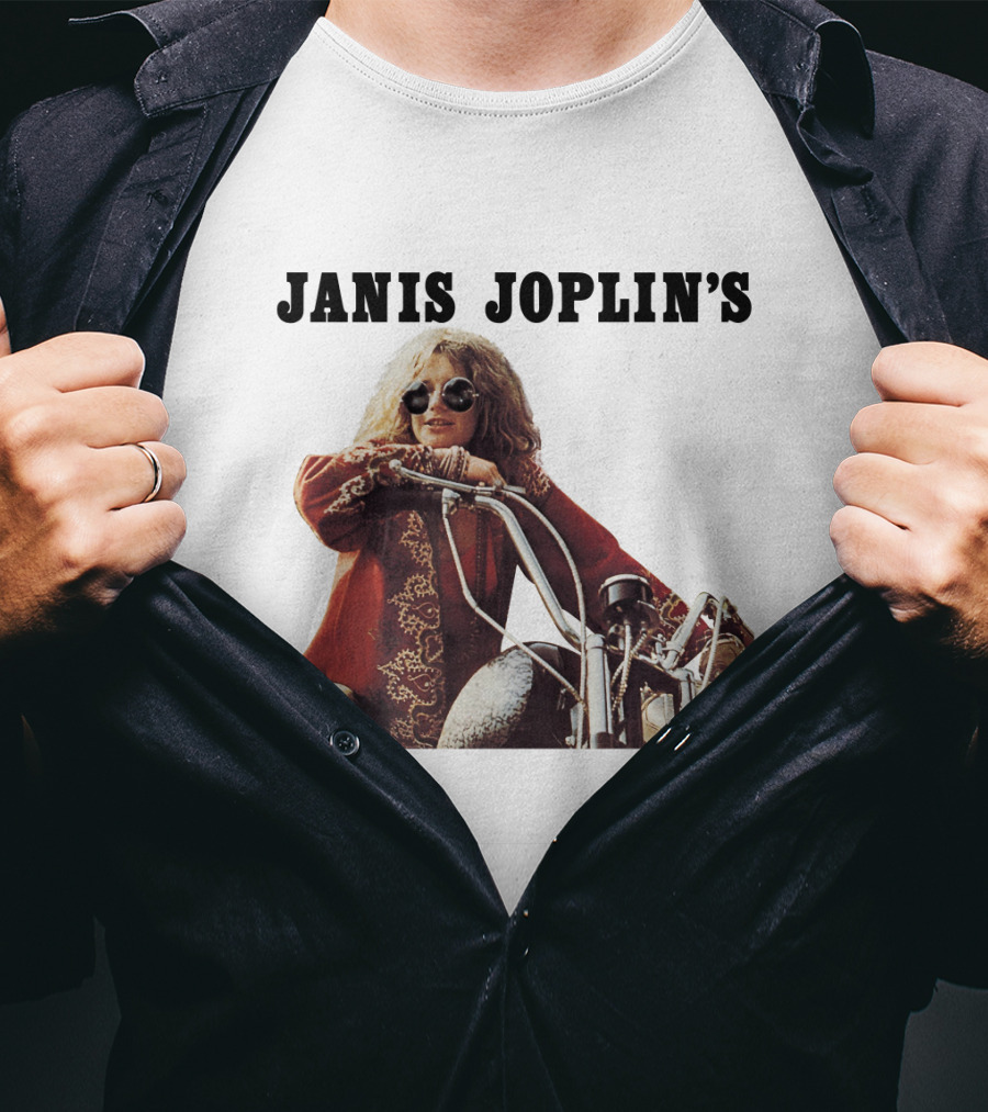 Janis Joplin's Iconic Motorcycle Pose T-Shirt