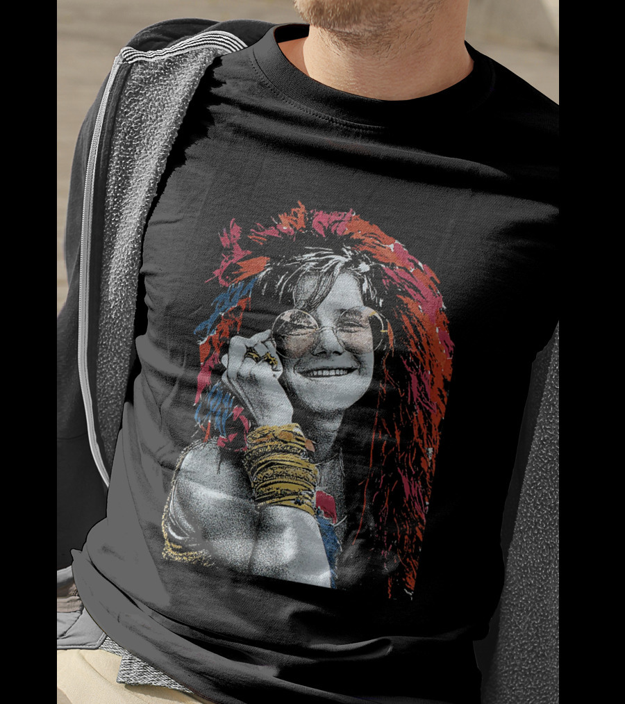 Jnjl 10 Iconic Smiling Portrait With Colorful Hair And Sunglasses T-Shirt