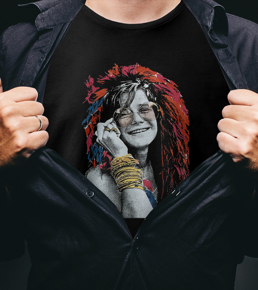 Jnjl 10 Iconic Smiling Portrait With Colorful Hair And Sunglasses T-Shirt