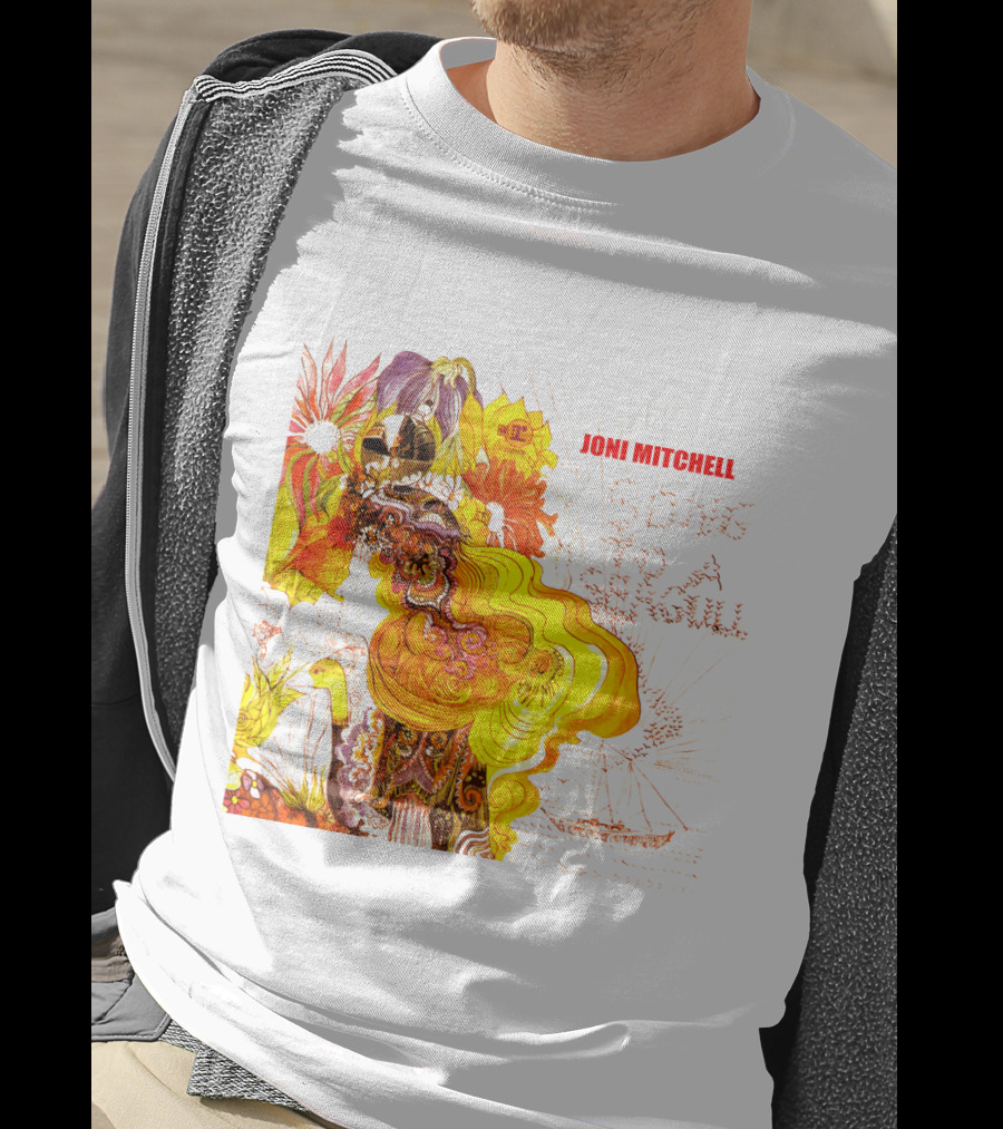 Joni Mitchell Song To A Seagull Colorful Floral Artwork With Yellow Orange Accents T-Shirt