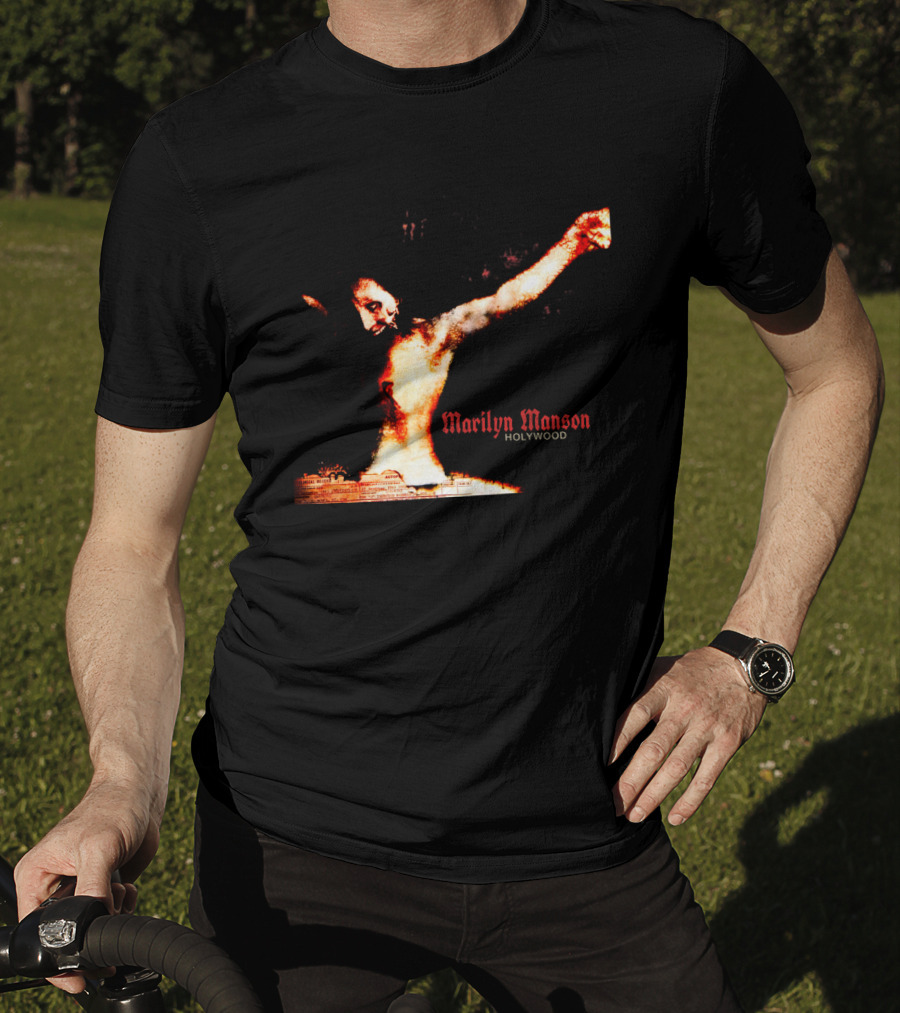 Marilyn Manson Holywood Crucifixion Imagery With MMS 04 Elements T-Shirt