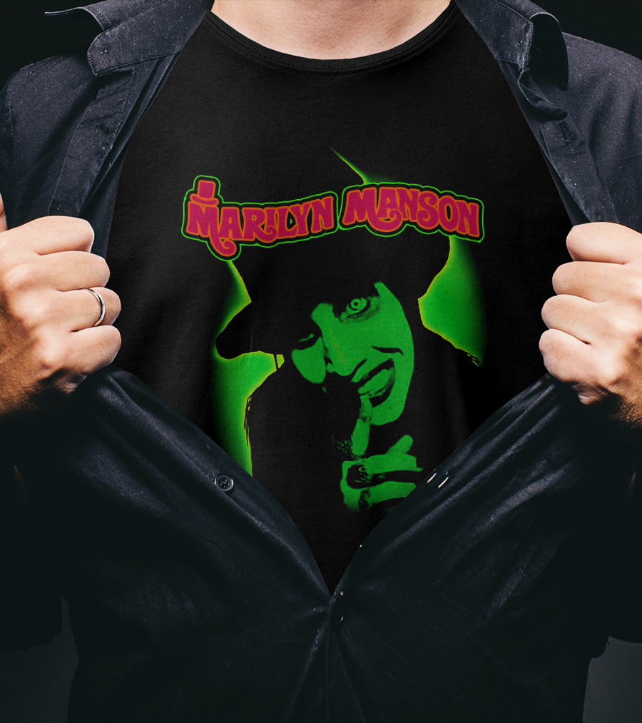 Marilyn Manson Green Gothic Portrait Mms T-Shirt