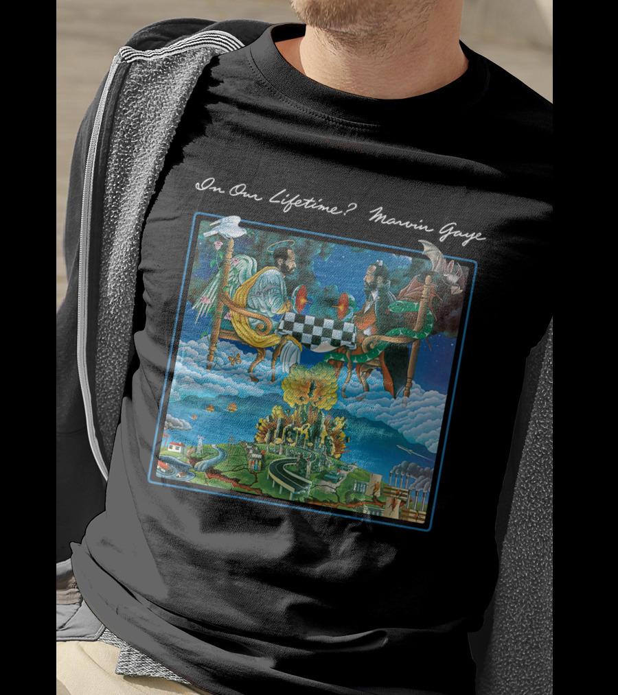 In Our Lifetime? Marvin Gaye Album Checkerboard Angels Earth Journey T-Shirt