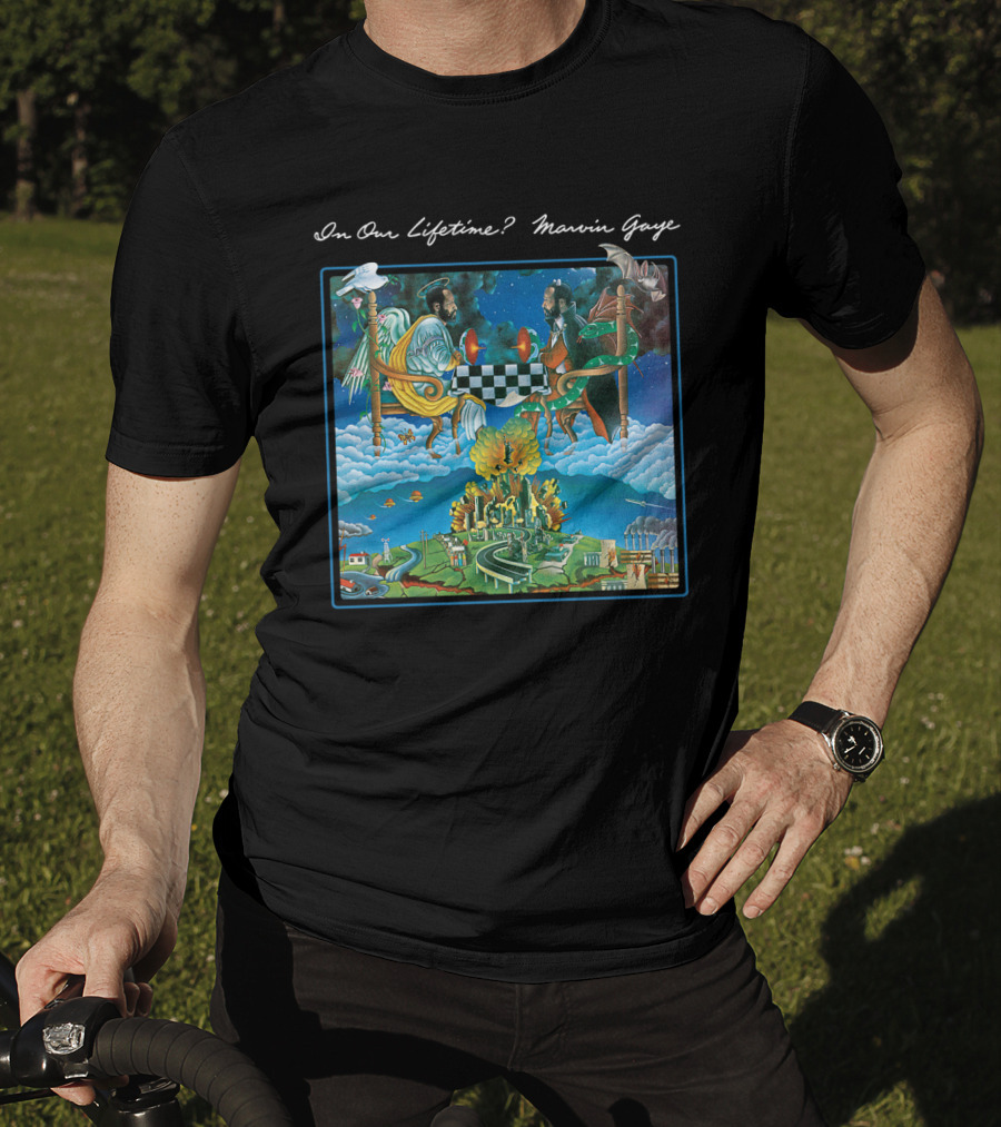 In Our Lifetime? Marvin Gaye Album Checkerboard Angels Earth Journey T-Shirt