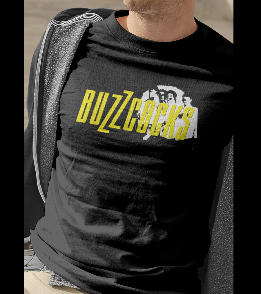 BUZZCOCKS Yellow Logo With Band Photo T-Shirt