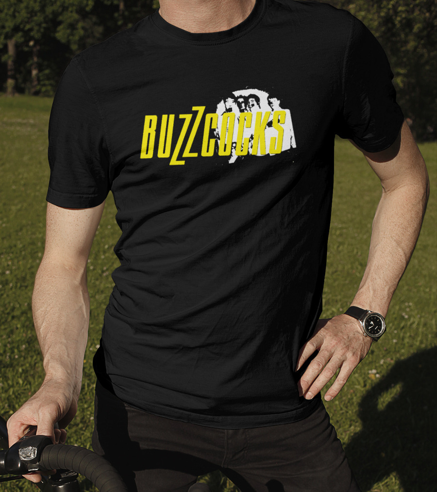 BUZZCOCKS Yellow Logo With Band Photo T-Shirt