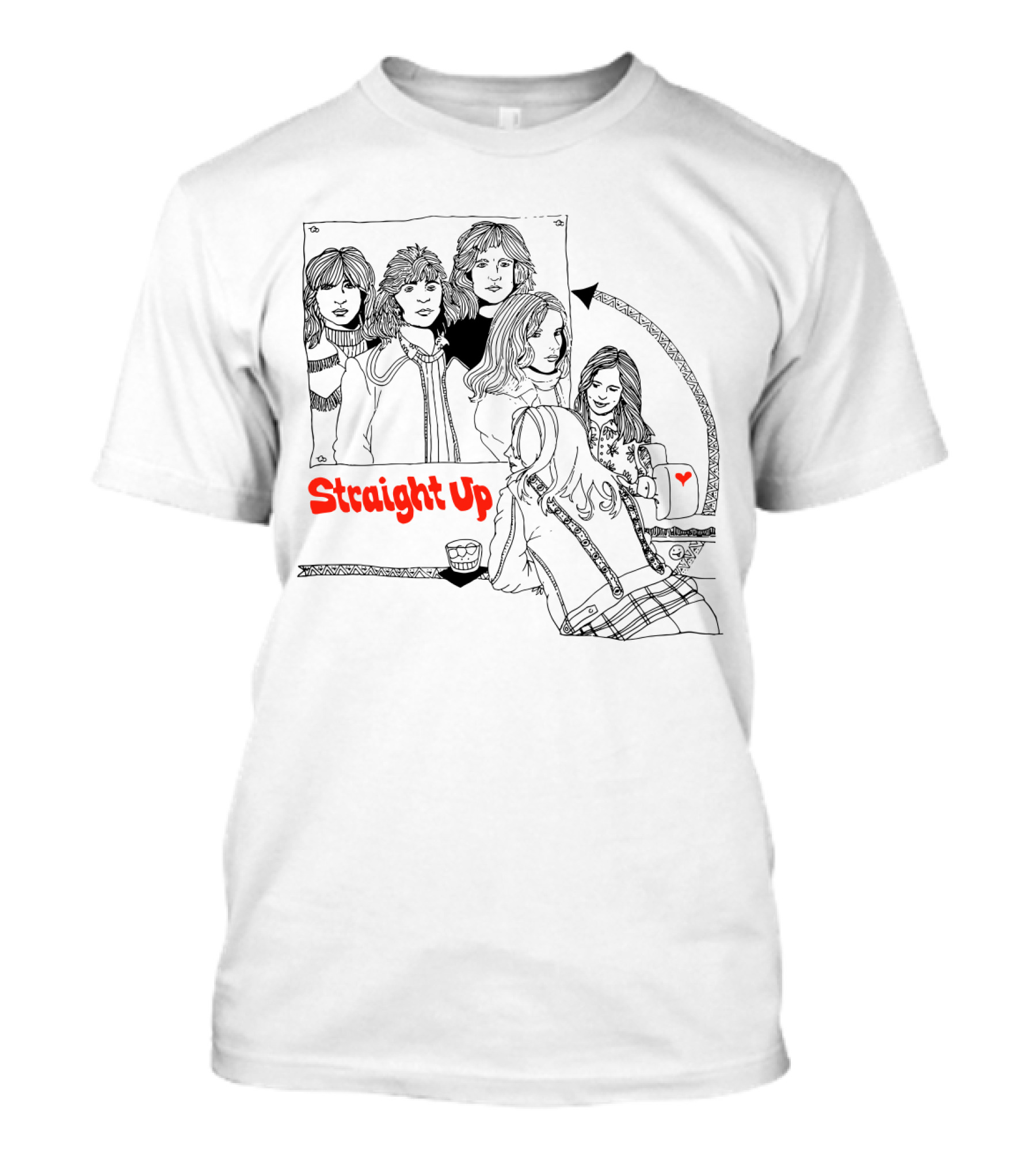 Straight Up Mirror Reflection With Heart And Band T-Shirt