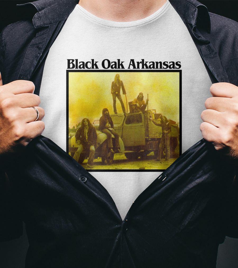 Black Oak Arkansas Band Vintage Yellow Truck Scene T-Shirt