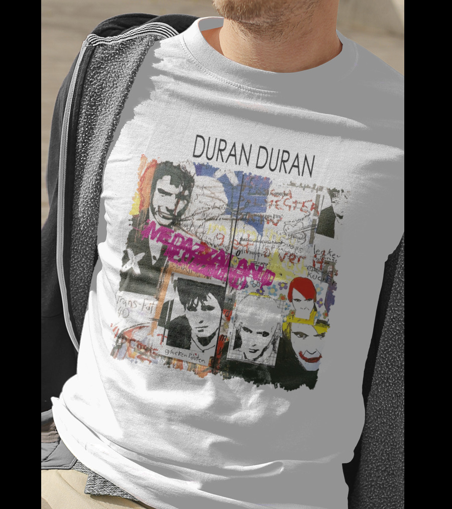 Duran Duran Medazzaland Collage Art With Faces And Graffiti Elements T-Shirt