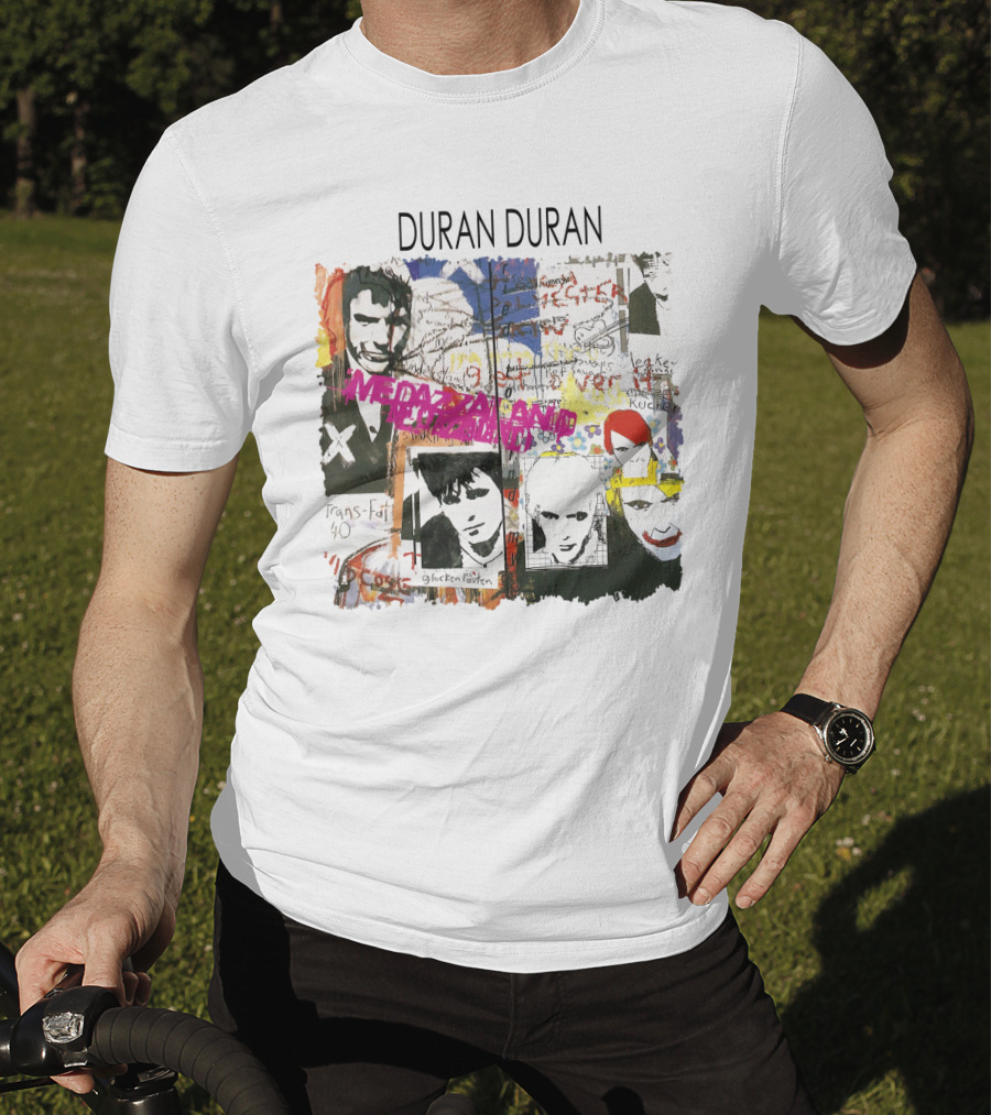 Duran Duran Medazzaland Collage Art With Faces And Graffiti Elements T-Shirt