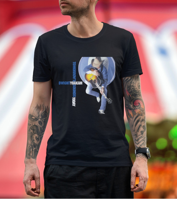 Premium T-Shirt: DWIGHT YOAKAM Tomorrow's Sounds Today Cowboy and Guitar T-Shirt DWIGHT YOAKAM Tomorrow's Sounds Today Cowboy and Guitar T-Shirt