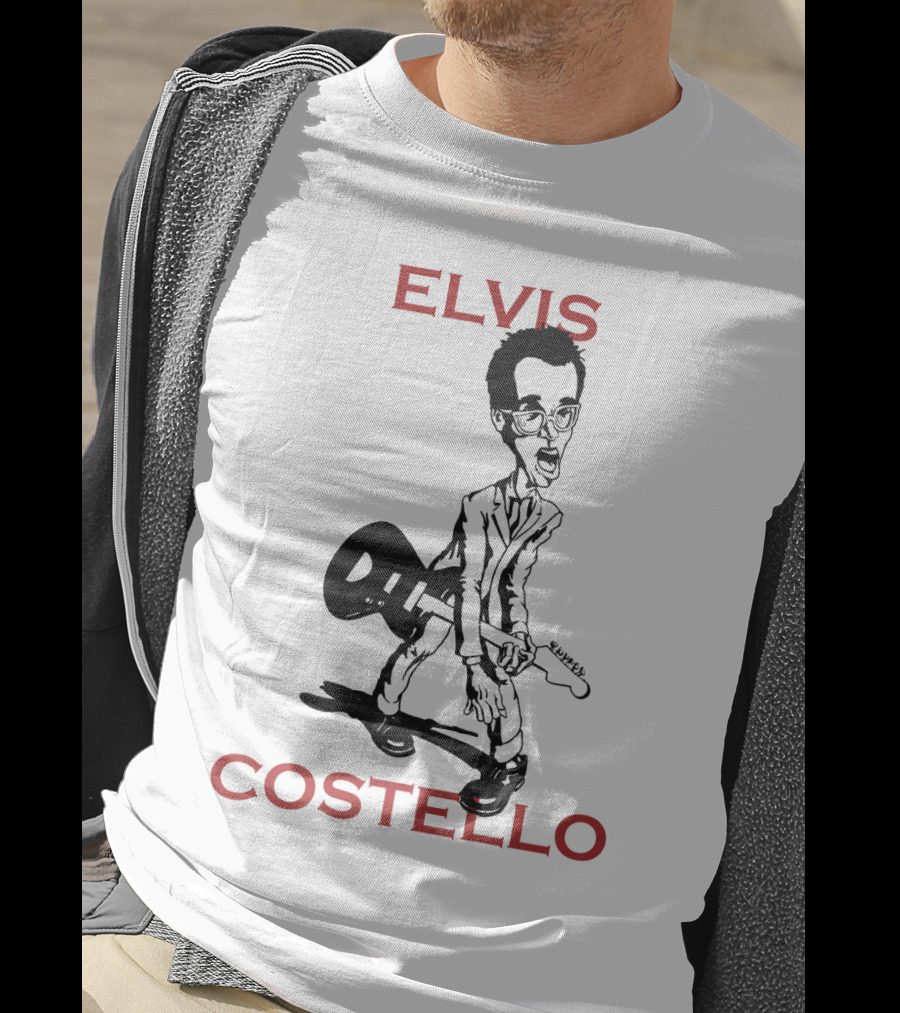 Elvis Costello Caricature With Guitar T-Shirt
