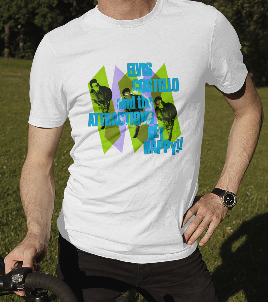 Elvis Costello And The Attractions Get Happy!! Vintage Style Music Poster T-Shirt