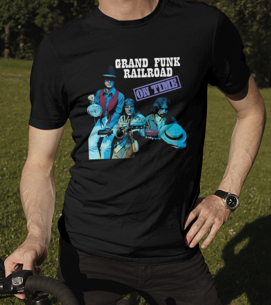 Grand Funk Railroad On Time Album Clock Train Photo T-Shirt