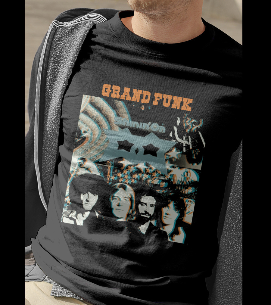 Grand Funk Railroad Shinin' On Album Cover Art With Band Members T-Shirt