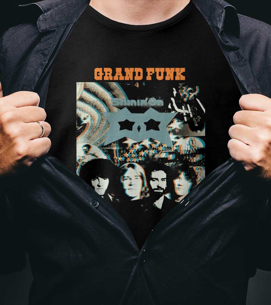 Grand Funk Railroad Shinin' On Album Cover Art With Band Members T-Shirt