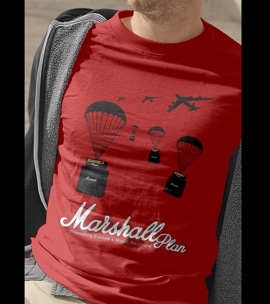 Marshall Plan Amplifiers Parachuted For Europe's Music Recovery T-Shirt