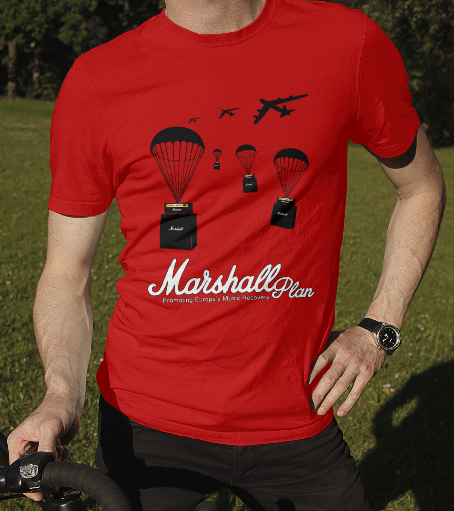 Marshall Plan Amplifiers Parachuted For Europe's Music Recovery T-Shirt