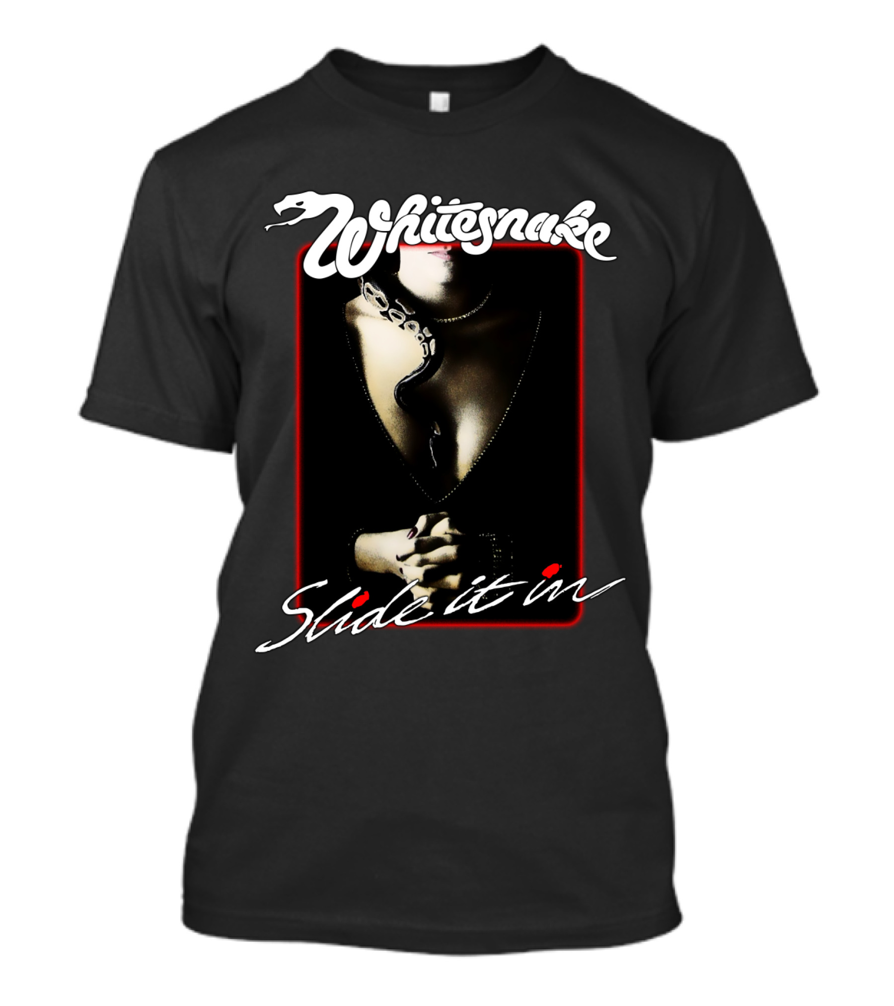 Whitesnake Slide It In Album Cover Artwork Featuring Snake And Woman T-Shirt