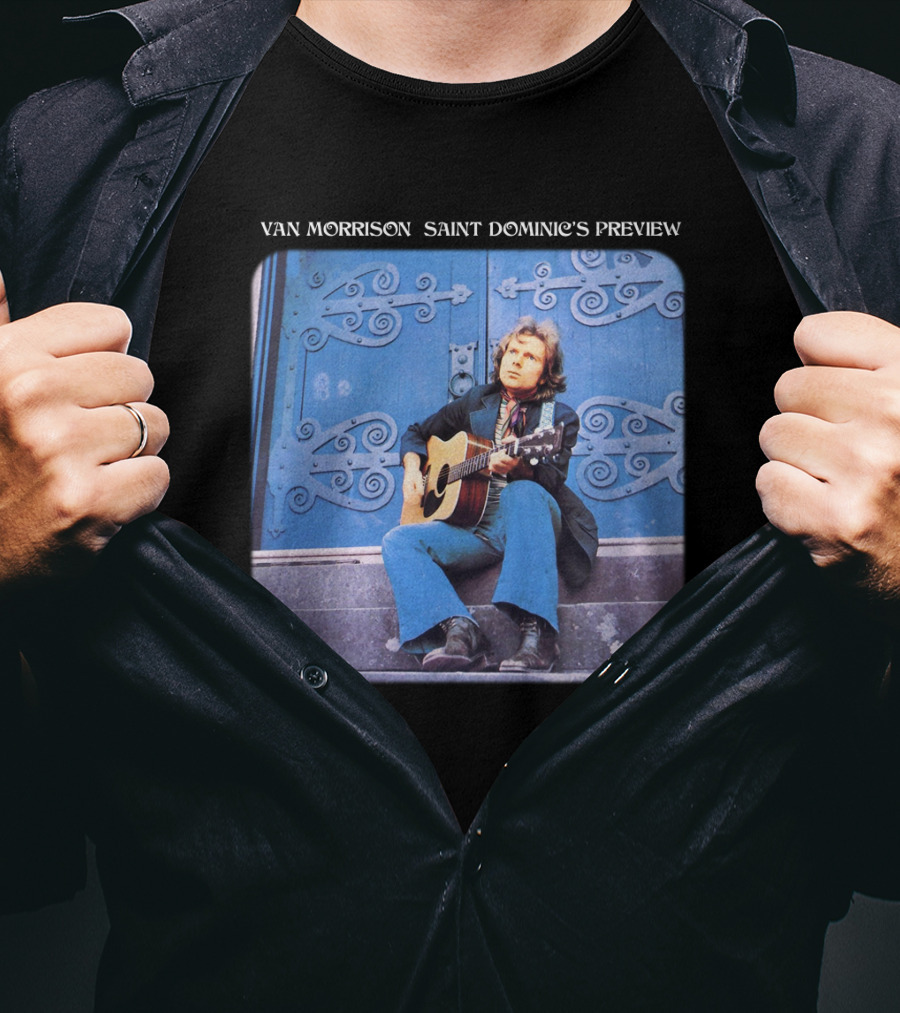 Van Morrison Saint Dominic's Preview Acoustic Session Blue Doorway Background T-Shirt