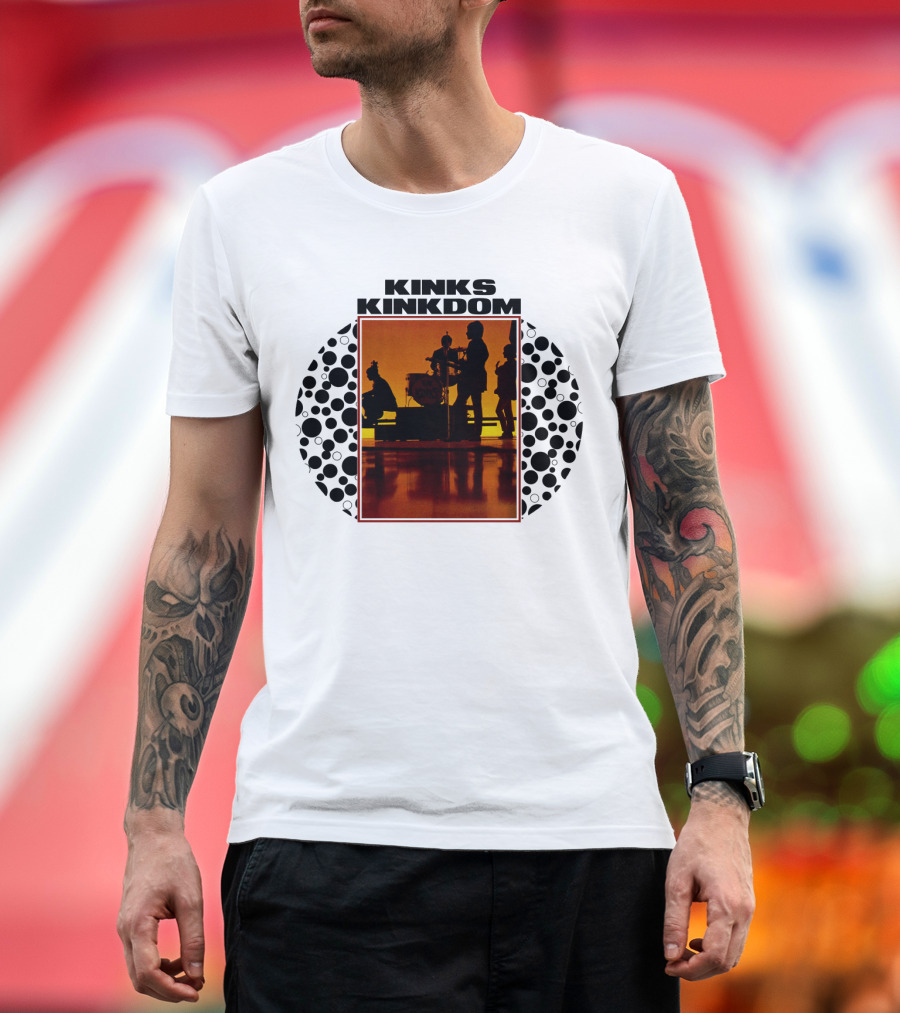 Kinks Kinkdom TKK 08 Band Silhouette with Drum Set and Spotted Circles T-Shirt
