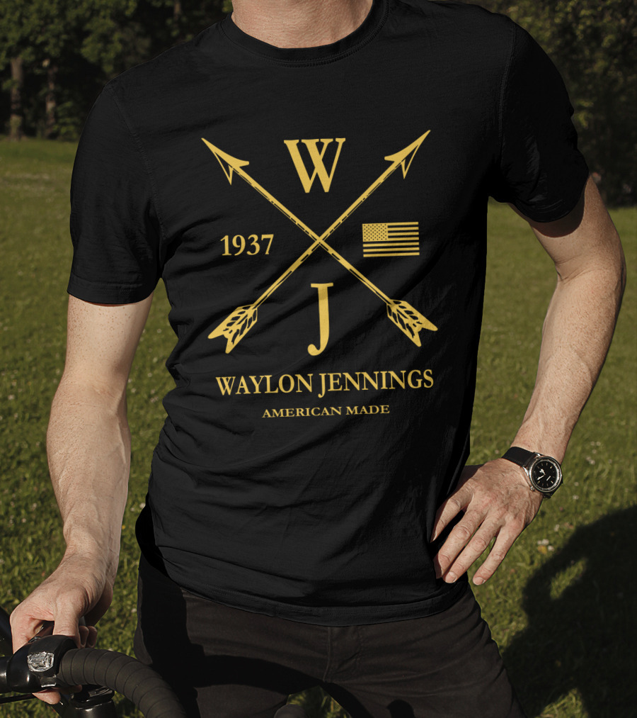 Waylon Jennings WJ 1937 American Made USA Flag Arrows T-Shirt