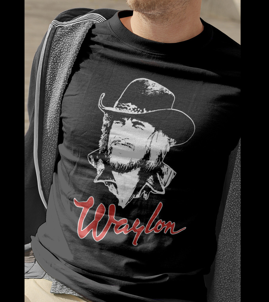 Waylon Jennings Cowboy Hat Illustration T-Shirt