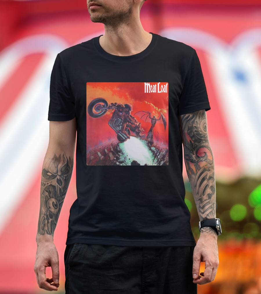 Meat Loaf Bat Out of Hell Motorcycle Fantasy Scene T-Shirt