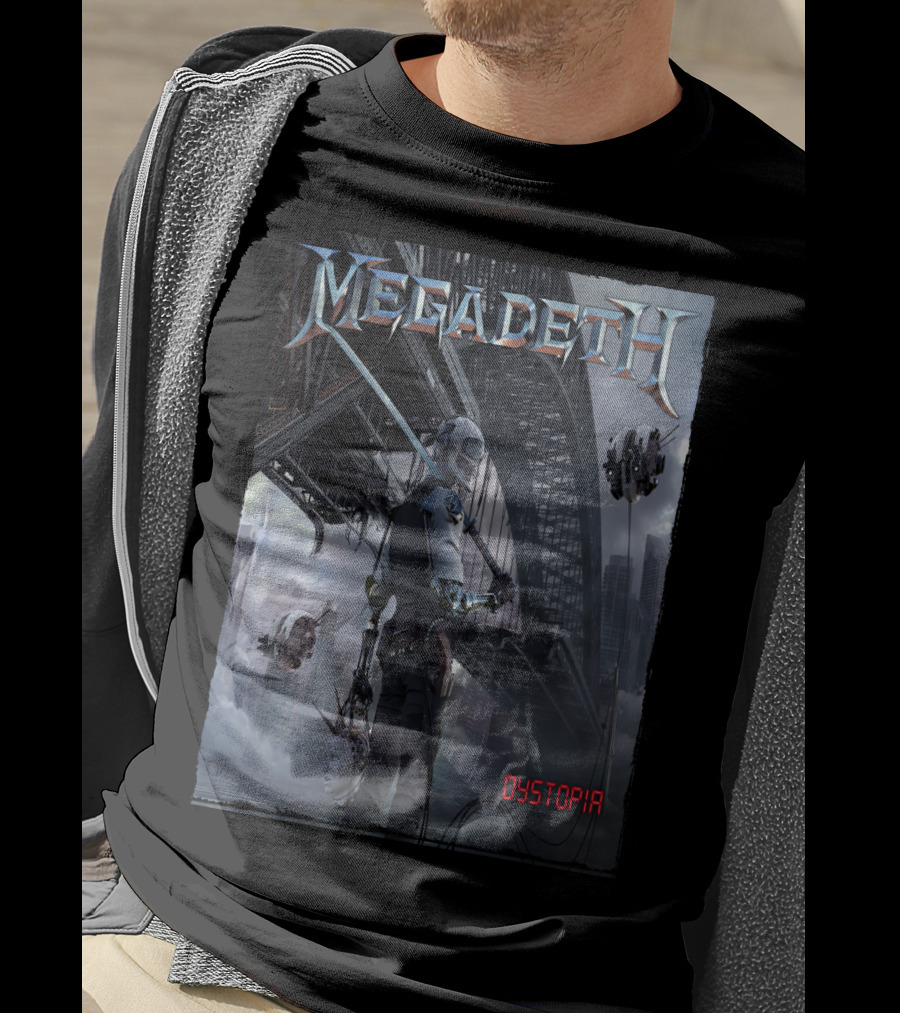 Megadeth Dystopia Album Art Robotic Future Bridge Scene T-Shirt