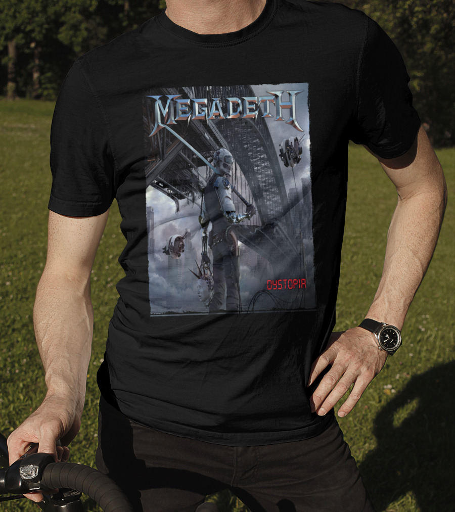 Megadeth Dystopia Album Art Robotic Future Bridge Scene T-Shirt