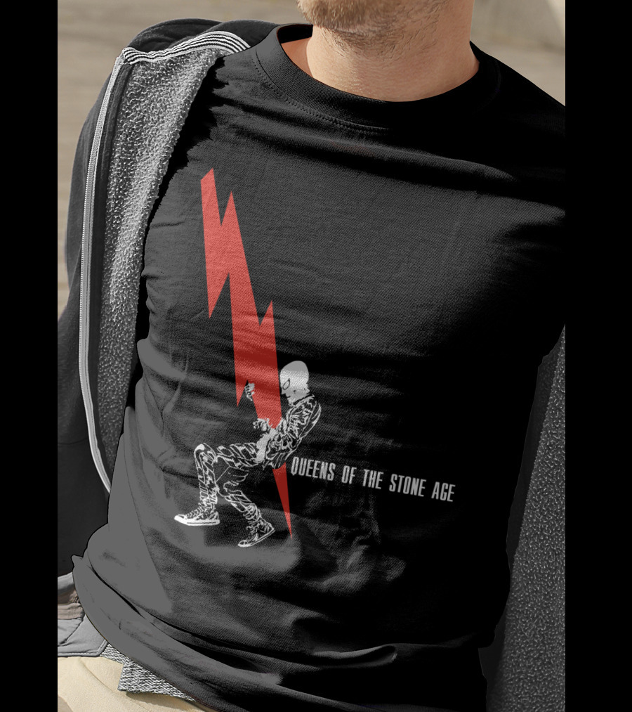 Queens Of The Stone Age Red Lightning Skeleton T-Shirt