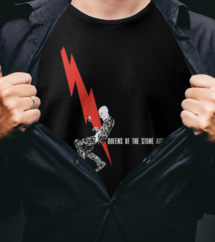 Queens Of The Stone Age Red Lightning Skeleton T-Shirt