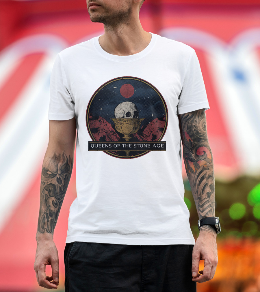Queens Of The Stone Age Skull Goblet Moon Desert T-Shirt