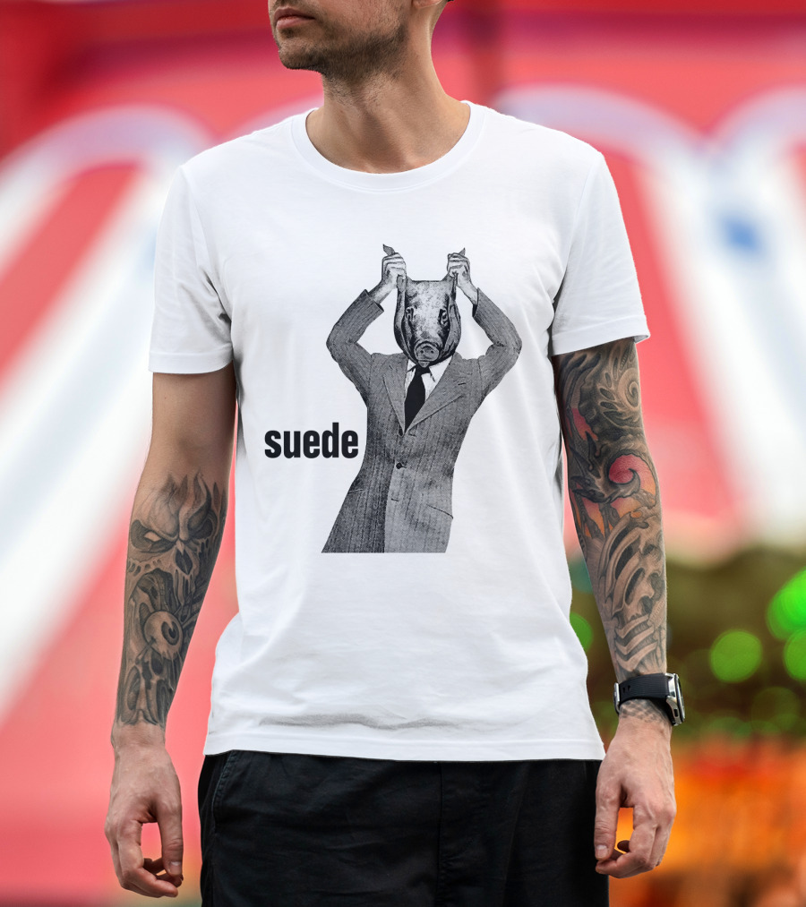 Suede Pig Head Suit Man Artwork Sde T-Shirt