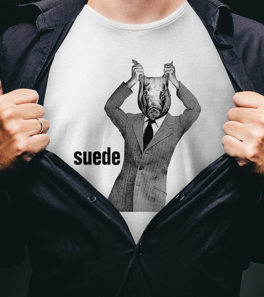 Suede Pig Head Suit Man Artwork Sde T-Shirt