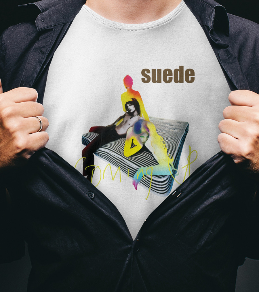 Suede Coming Up Album Cover Sde 06 Multicolored Figures On Mattress T-Shirt
