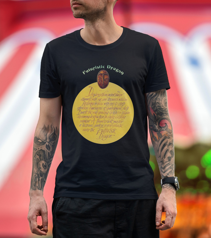 Futuristic Dragon Ancient Steed Thunderbolt Monster Galactic Raver T-Shirt