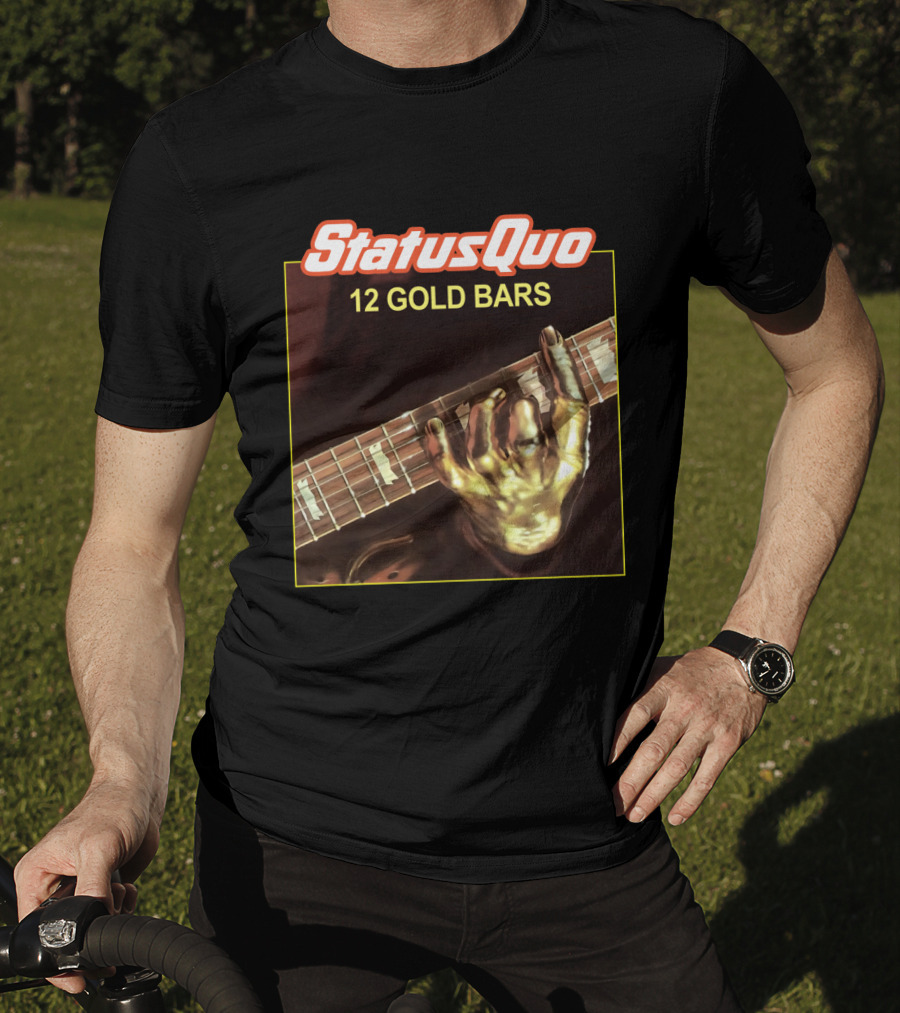 StatusQuo 12 Gold Bars Guitar Album Cover T-Shirt